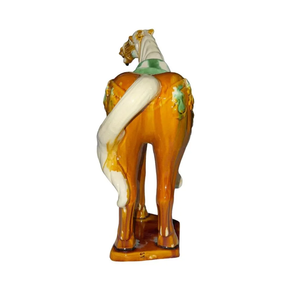 Unbranded Ceramic Horse Trotting Statue Brown Green 13" High Decor Equestrian - Picture 4 of 12